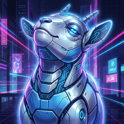 GOAT avatar — techno goat with neon blue circuit patterns